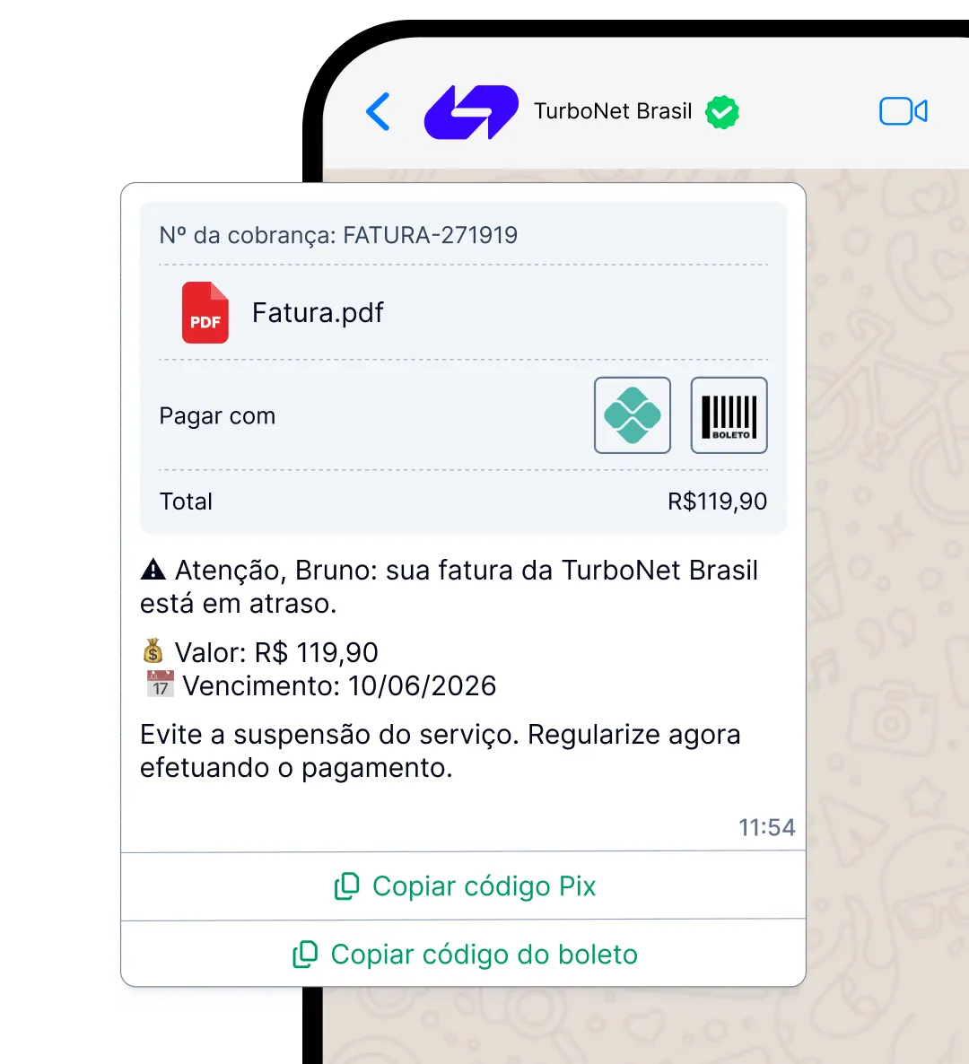 Mensagens após atraso
